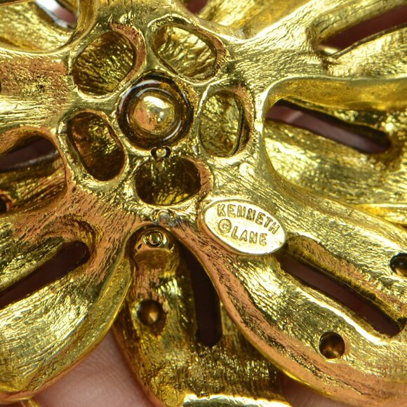 Vintage Kenneth Jay Lane KJL Crystal Flower Pin Brooch - Picture 5 of 6